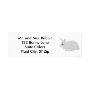 Étiquettes de adresse colorés de lapin de plaid