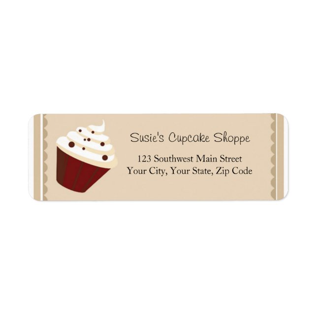 Étiquettes de adresse Cupcake, Soft Mocha Stripes (Devant)