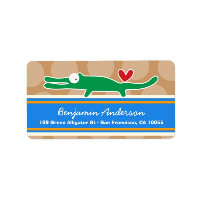 Étiquettes de adresse d'alligator de dessin animé  (Devant)