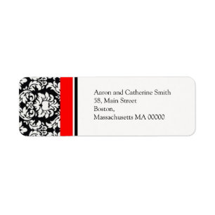 Étiquettes de adresse Damas noirs et blancs avec r