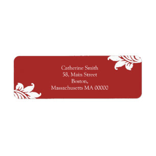 Étiquettes de adresse Damas rouges et blancs