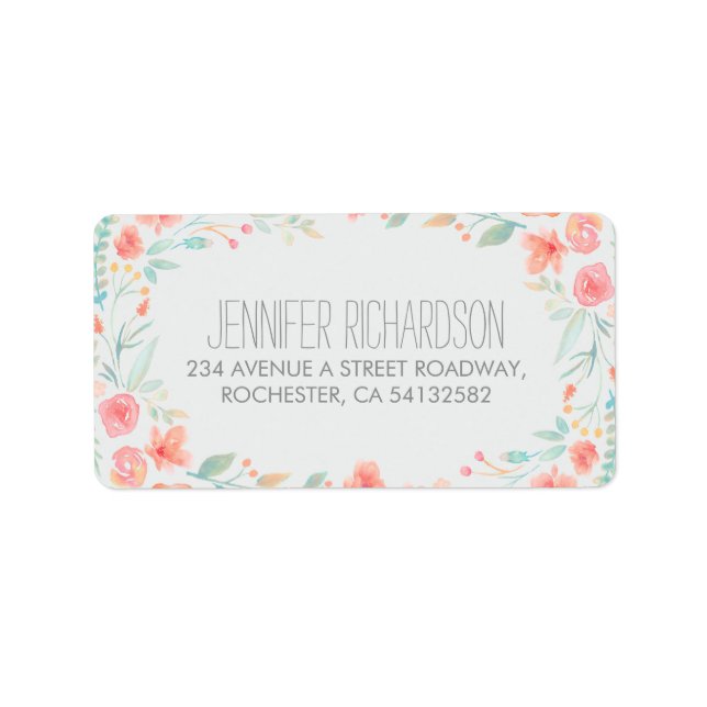 Étiquettes de adresse d'aquarelle florale (Devant)