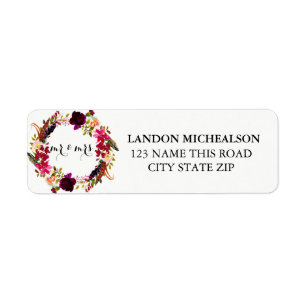 Étiquettes de adresse d'aquarelle florale de Bourg