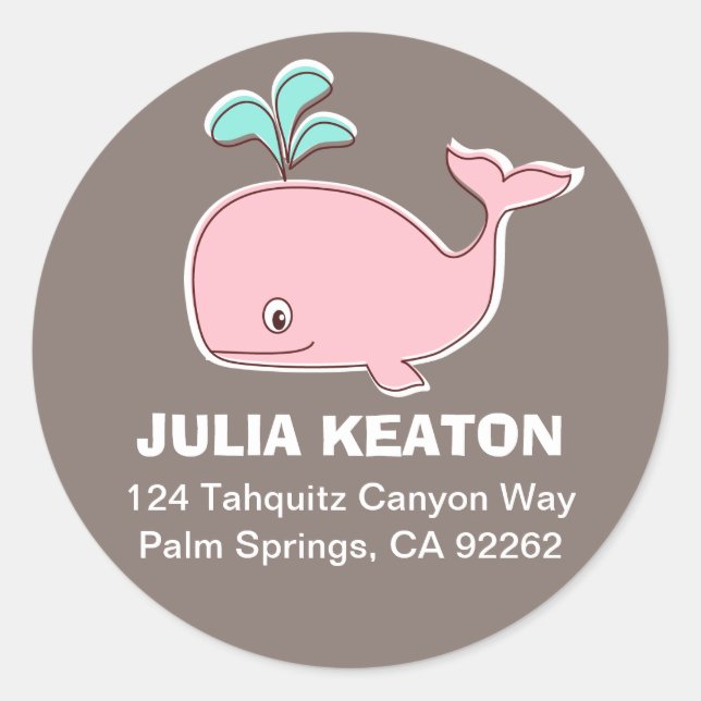Étiquettes de adresse de baleine rose (Devant)