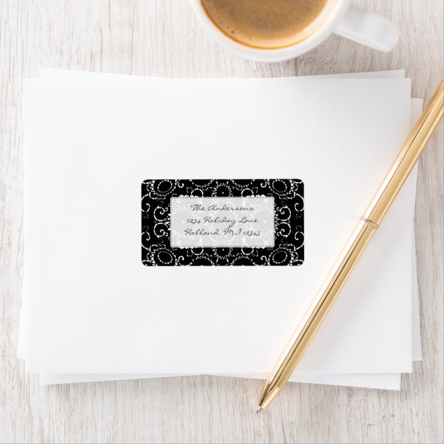 Étiquettes de adresse de Black Sunflower Mariage d (En situation)