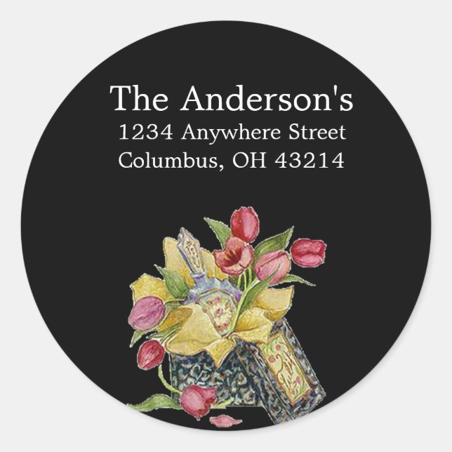 Étiquettes de adresse de boîte à fleurs antique/Vi (Devant)