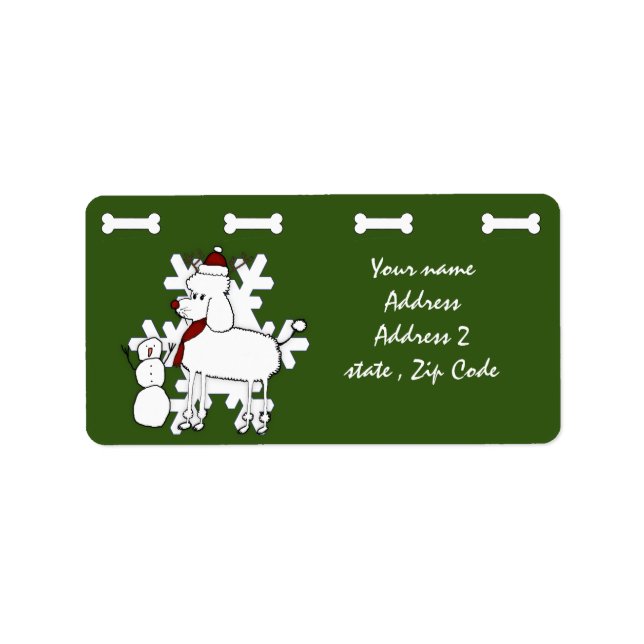 Étiquettes de adresse de caniche de Noël (Devant)
