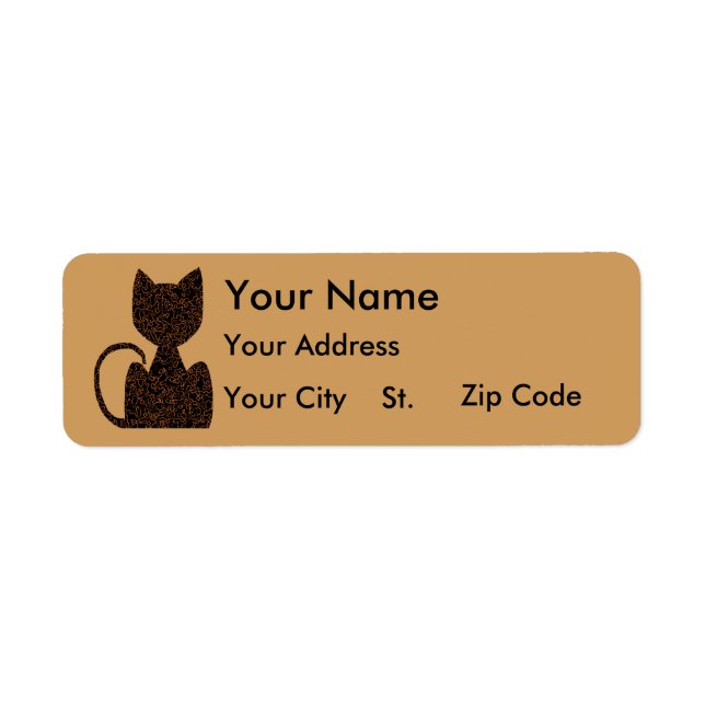 Étiquettes de adresse de chat de puzzle noir (Devant)