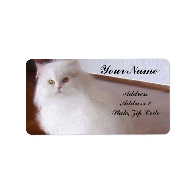Étiquettes de adresse de chat perse blanc (Devant)