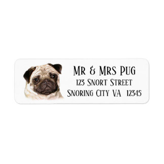étiquettes de adresse de chiens carlins !