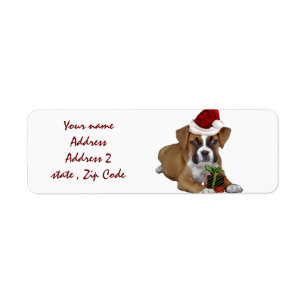 Étiquettes de adresse de chiot de boxeur de Noël