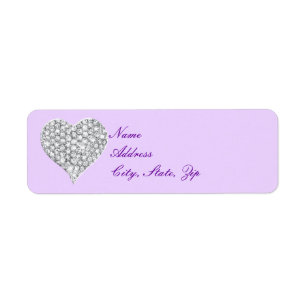 Étiquettes de adresse de coeur de diamant violet