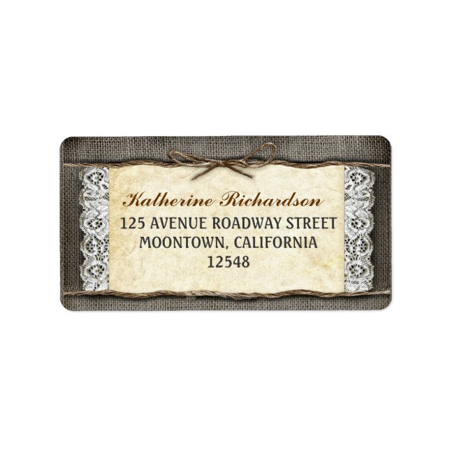 étiquettes de adresse de dentelle et de ruban de c (Devant)