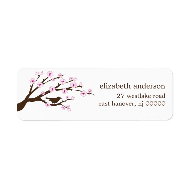 Étiquettes de adresse de fleurs de cerisiers (Devant)