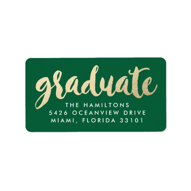 Étiquettes de adresse de graduation de Faux Gold F (Devant)