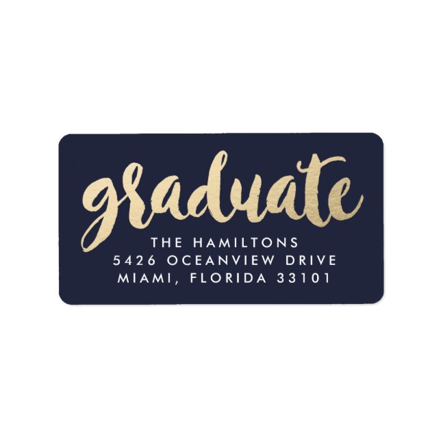 Étiquettes de adresse de graduation de Faux Gold F (Devant)