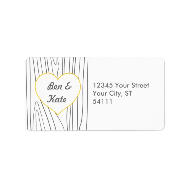 Étiquettes de adresse de grains de bois - Jaune et (Devant)