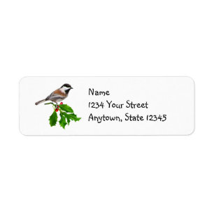 Étiquettes de adresse de houx de Chickadee