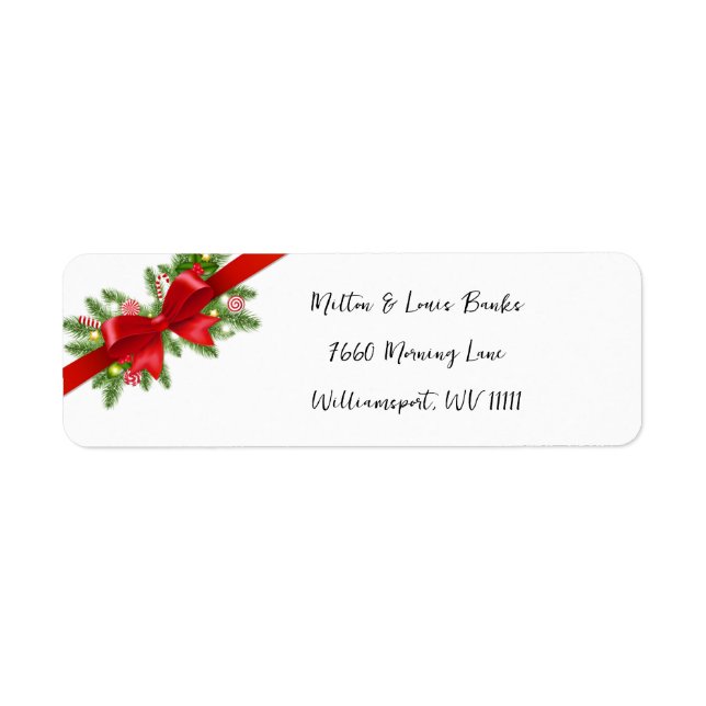 Étiquettes de adresse de la boîte rouge de Noël (Devant)