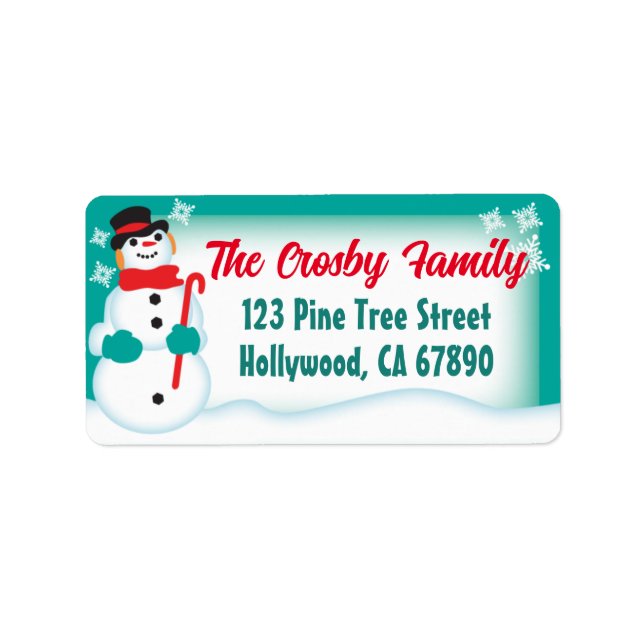 Étiquettes de adresse de la carte de Noël Snowman (Devant)