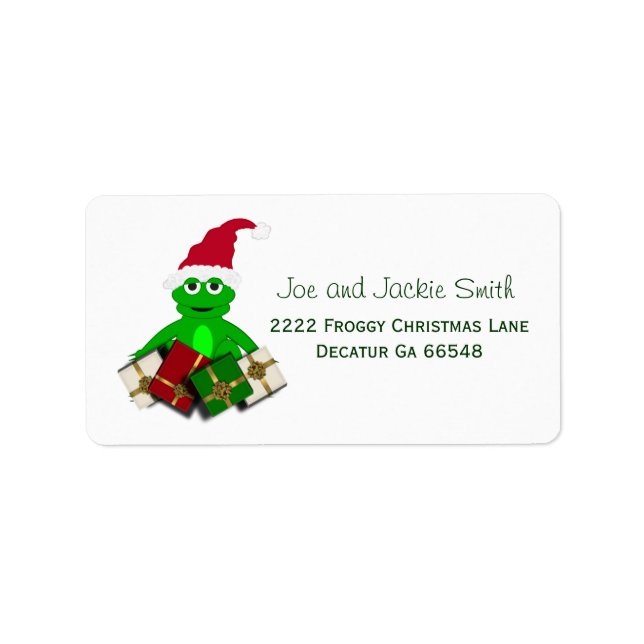 Étiquettes de adresse de la grenouille de Noël (Devant)