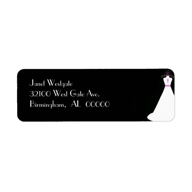 Étiquettes de adresse de la mariée noire et blanch (Devant)
