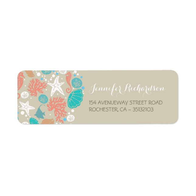 étiquettes de adresse de mariage de plage (Devant)