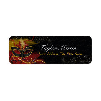Étiquettes de adresse de masques de fleur rouge et