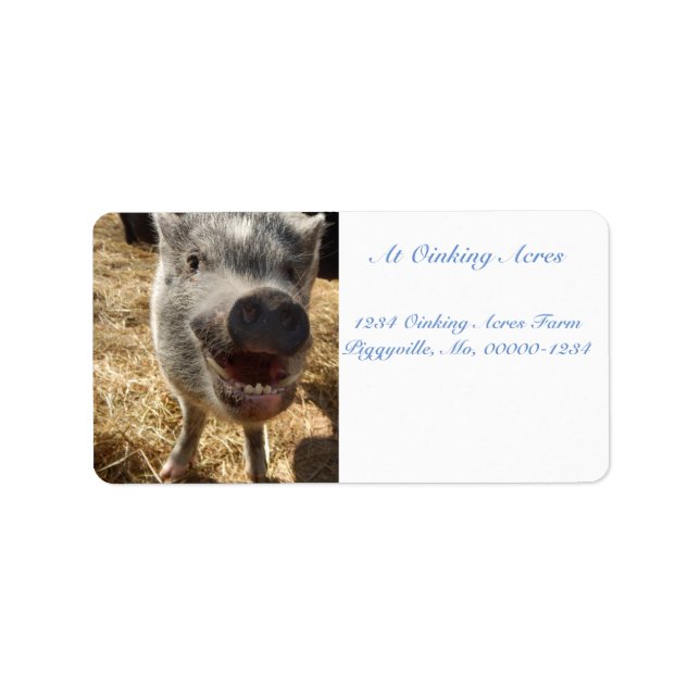 Étiquettes de adresse de mini-cochon souriants per (Devant)