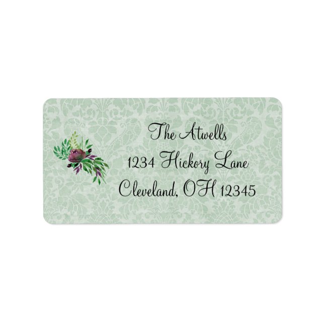 Étiquettes de adresse de Mint Green Damask (Devant)