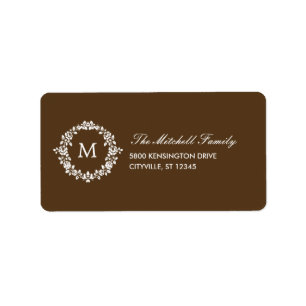 Étiquettes de adresse de monogrammes floraux