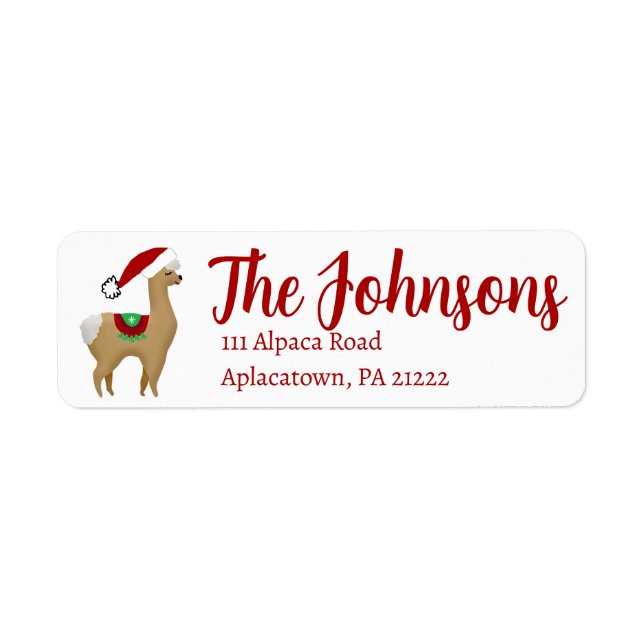 Étiquettes de adresse de Noël d'Alpaca (Devant)