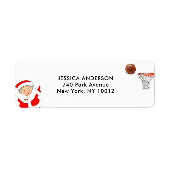 Étiquettes de adresse de Noël de basket-ball (Devant)
