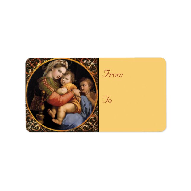 Étiquettes de adresse de Noël Madonna et Enfants (Devant)