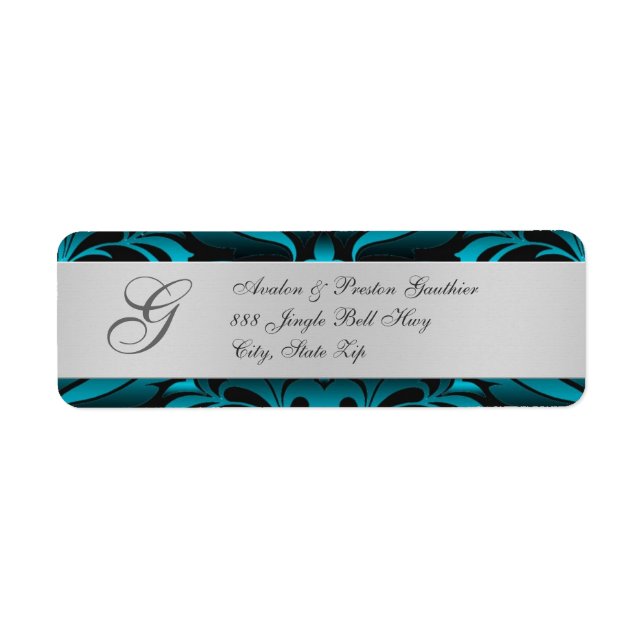 Étiquettes de adresse de Noël Silver et Monogramme (Devant)