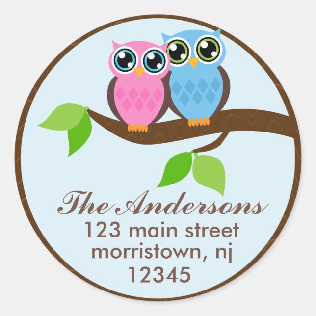 Étiquettes de adresse de Owl Couple (Devant)