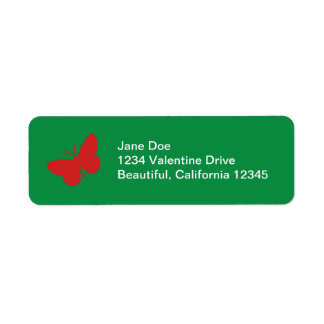 Étiquettes de adresse de papillons verts et rouges
