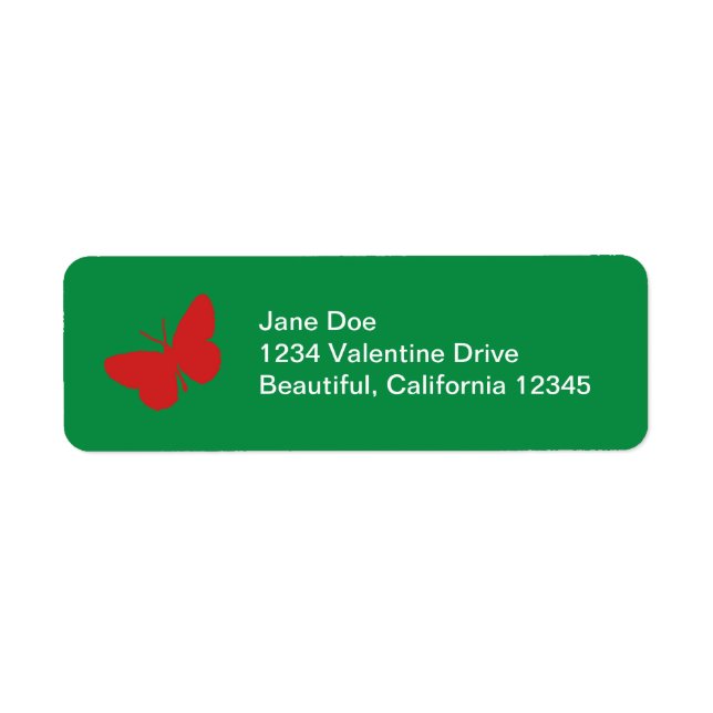Étiquettes de adresse de papillons verts et rouges (Devant)