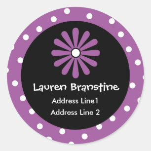 Étiquettes de adresse de points Polka violet et bl