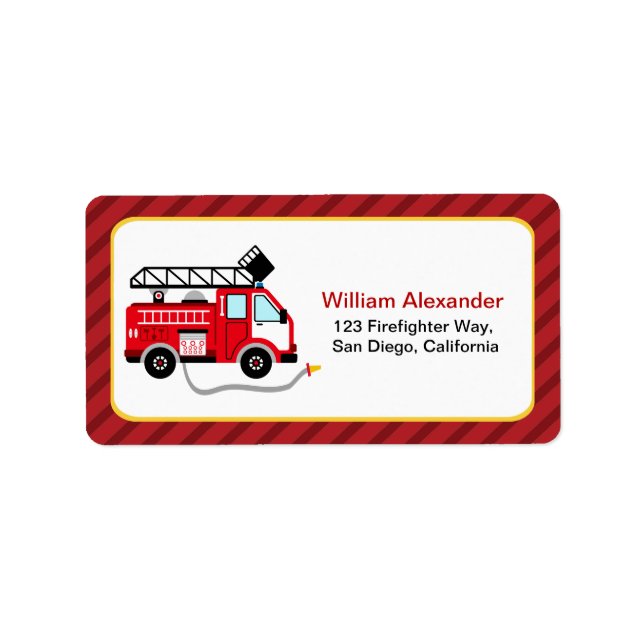 Étiquettes de adresse de pompiers mignons (Devant)