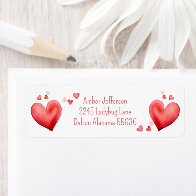 Étiquettes de adresse de Red Heart (En situation)