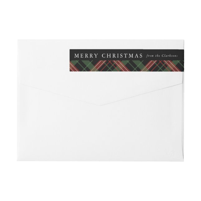 Étiquettes de adresse de retour de plaid de Noël (Dos)