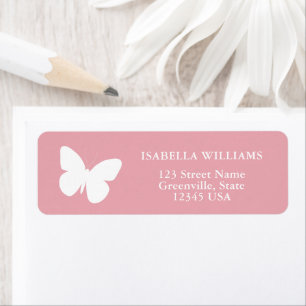 Étiquettes de adresse de retour Papillon Rose Clai