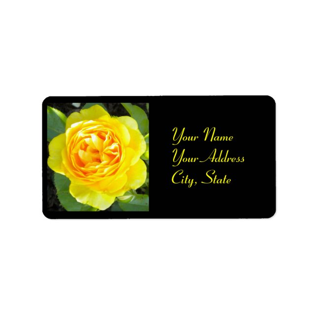 Étiquettes de adresse de rose jaune (Devant)