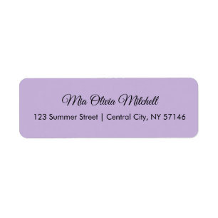 Étiquettes de adresse de script violet doux couleu
