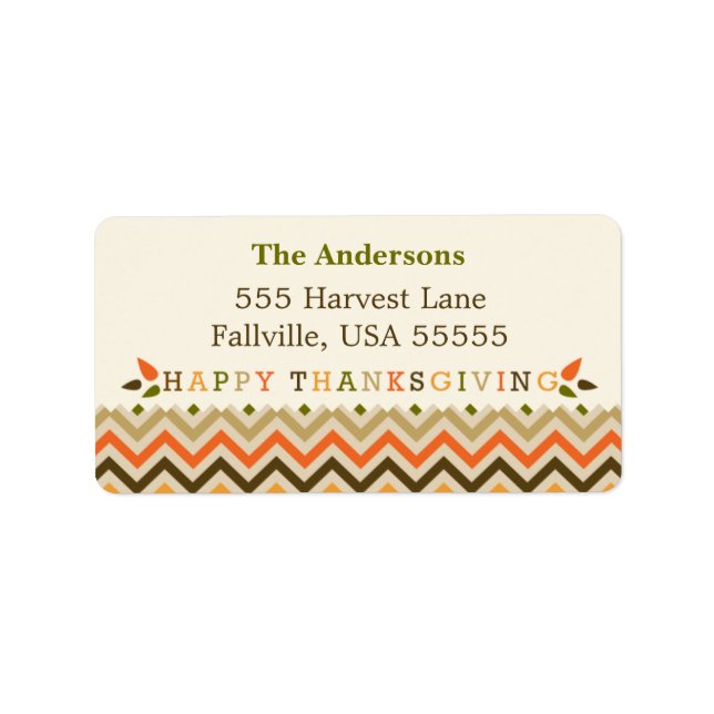 Étiquettes de adresse de Thanksgiving Chevron (Devant)
