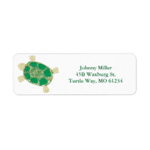 Étiquettes de adresse de tortue tachetée verte