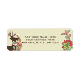 Étiquettes de adresse de vacances Red et Mint Deer
