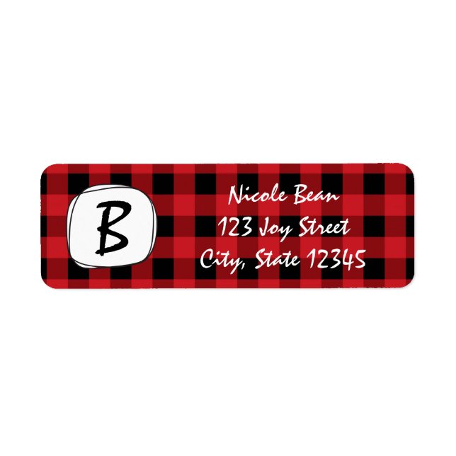 Étiquettes de adresse de vacances Red Plaid Rustic (Devant)