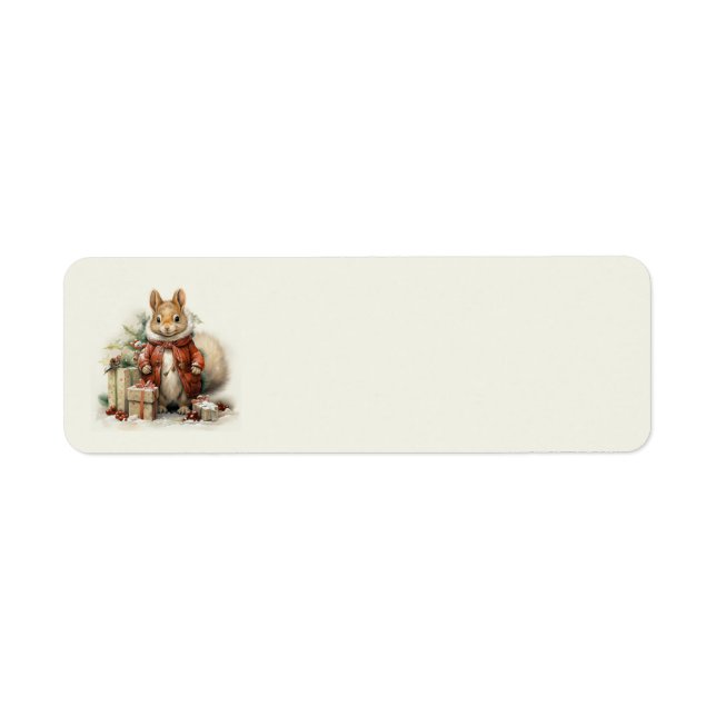 Étiquettes de adresse d'écureuil de Noël (Devant)